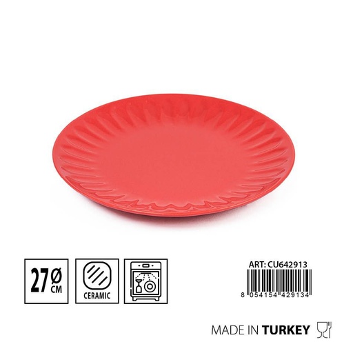 [0231893] Plato plano Badem 27 cm en color coral - Cerámica para cocina