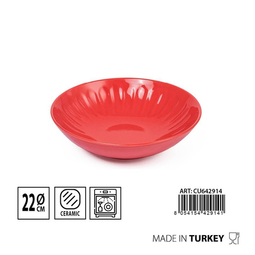 [0231894] Plato hondo Badem 22 cm coral - Cerámica y vajilla