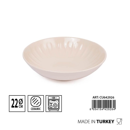 [0231906] Plato hondo Badem 22 cm crema - Cerámica y vajilla
