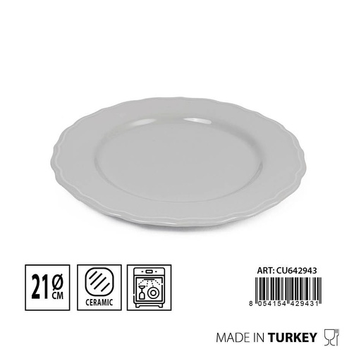 [0231923] Plato plano Julieta 21 cm gris claro - Cerámica y vajilla