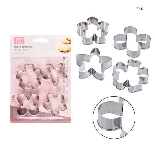 [0147741] Molde de flores de acero inoxidable 4pz - Utensilios de repostería
