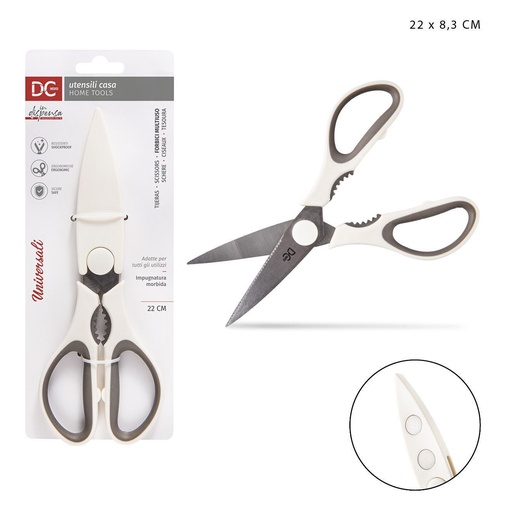 [0148825] Tijeras multiuso bicolor 22 cm con protector - Herramientas de cocina