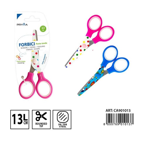 [0148244] Tijeras con estampado cabeza redonda 13.5CM - Utensilios de papelería