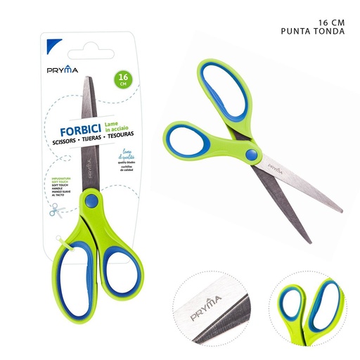 [0148253] Tijeras soft touch bicolor cabeza redonda 16 cm - Herramientas de papelería