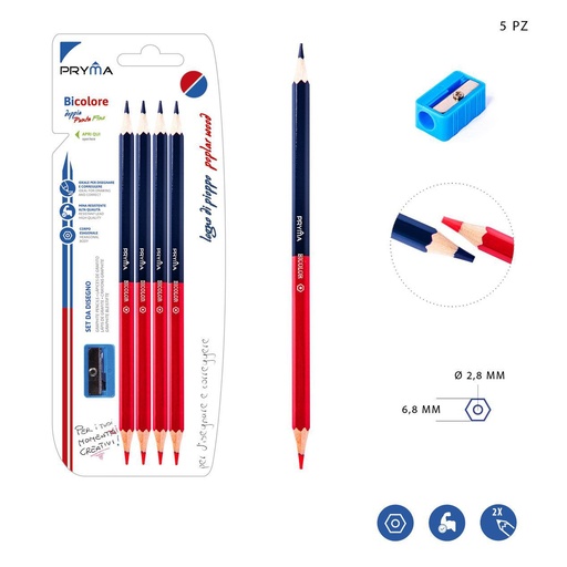 [0148686] Lápiz bicolor fino 4 pcs + sacapuntas - Accesorios de papelería