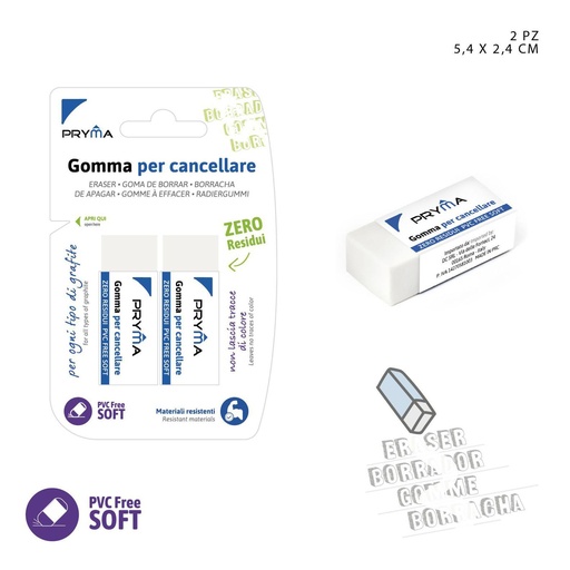 [0150414] Goma de borrar blanca 5.4X2.4X1.1CM 2pz - Artículos de papelería