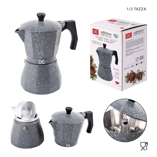 [0202221] Cafetera italiana de mármol gris 1/2LT - Artículos de cocina