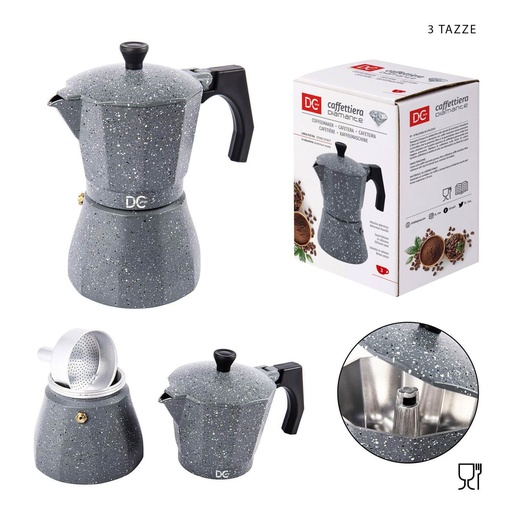 [0202224] Cafetera italiana de mármol gris 3TZ - Utensilios de cocina