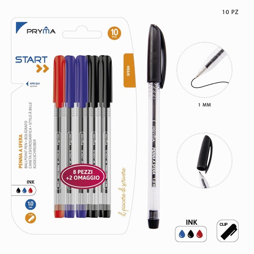 [0203297] Bolígrafo con tapa 1MM 10PZ - Herramientas de escritura