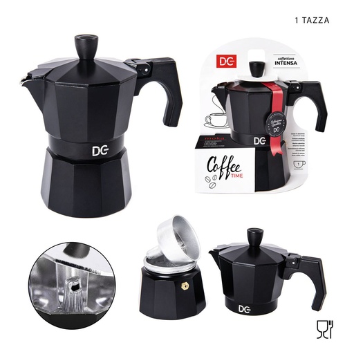 [0203107] Cafetera italiana negra 1 taza - Utensilios de cocina y café