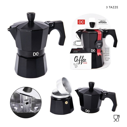 [0203109] Cafetera italiana negra 3tz - Utensilios de cocina