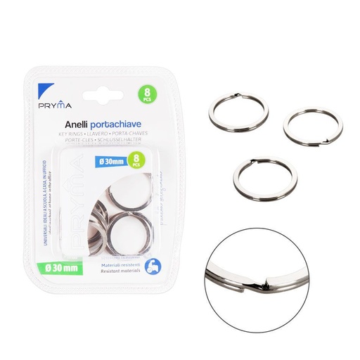 [0202822] Anillas de llavero 30 mm 8 PZ - Accesorios de llavero