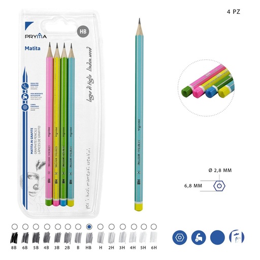 [0204136] Lápiz de grafito HB 4PZ - Utensilios de escritura