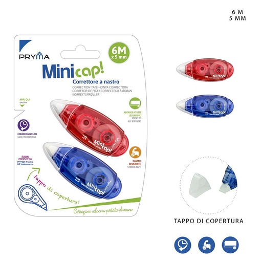 [0206082] Cinta correctora Minicap 5mm x 6m 2 pz - Herramientas de corrección