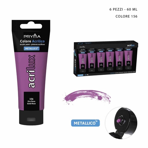 [0206965] Pintura acrílica metálica 60ml N.156 rojo rosa - Pinturas para manualidades