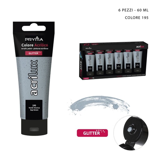 [0208069] Pintura acrílica con purpurina 60ml N.195 verde salvia - Pinturas para manualidades