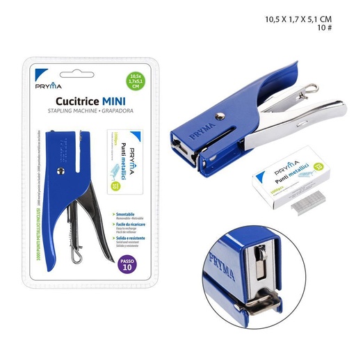 [0205280] Grampadora mini azul 10.5x1.7x5.1 cm - Suministros de oficina