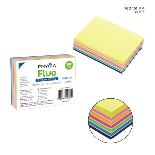 [0208232] Nota adhesiva de 76X101mm 300ff fluorescente - Material de oficina