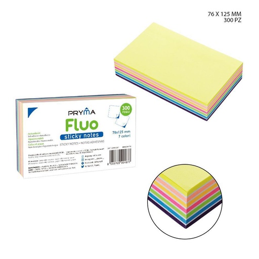 [0208233] Nota adhesiva fluorescente 76 x 125 mm 300 hojas - Notas autoadhesivas