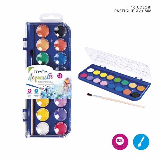 [0208138] Acuarelas en 16 colores + pincel - Material de arte