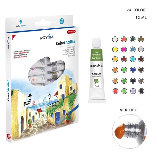 [0208105] Pintura acrílica 12ml 24pz para artistas y estudiantes de bellas artes