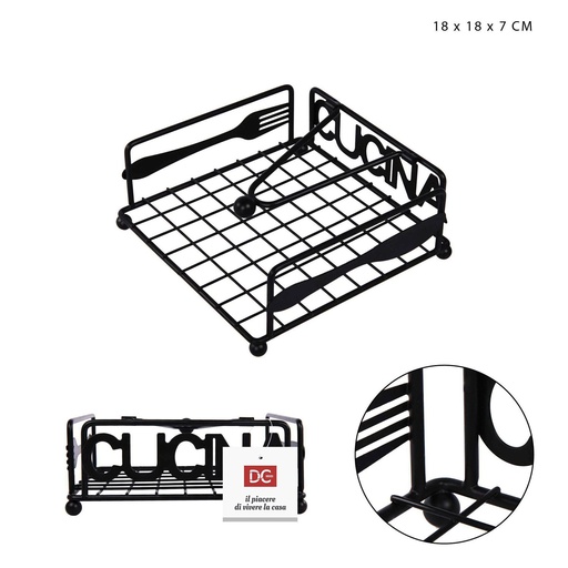 [0207758] Servilletero 18X18X7CM negro - Accesorios de cocina