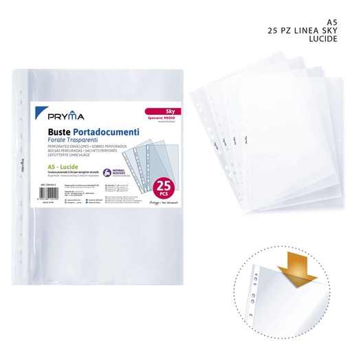 [0208119] Fundas multitaladro Serie Sky A5 25PZ - Accesorios de oficina