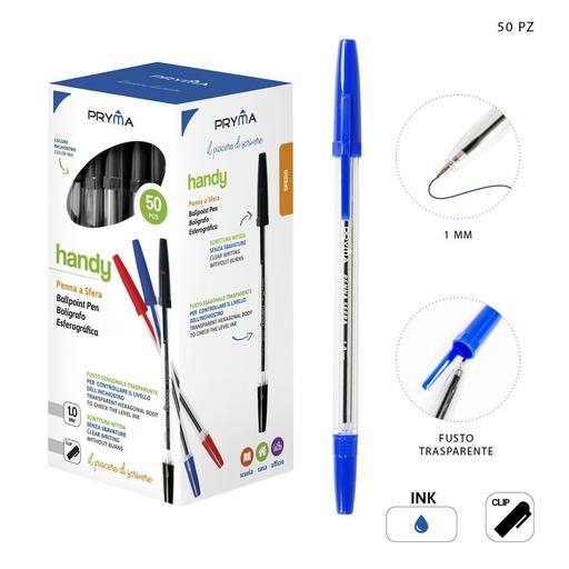 [0208955] Bolígrafo con tapa 1mm azul - Utensilios de escritura y papelería