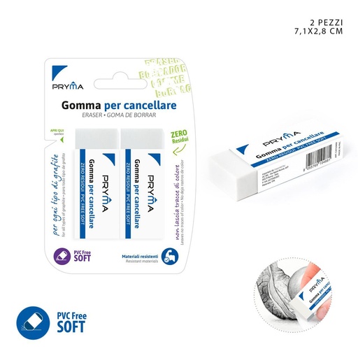 [0209163] Goma de borrar blanca 7.1X2.8X1.1CM 2pz - Artículos de papelería