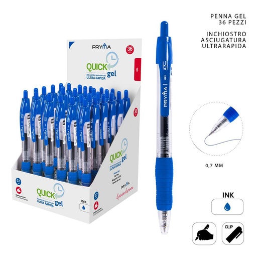[0209532] Bolígrafo clic gel secado rápido 0.7mm (A) - Material de oficina y papelería