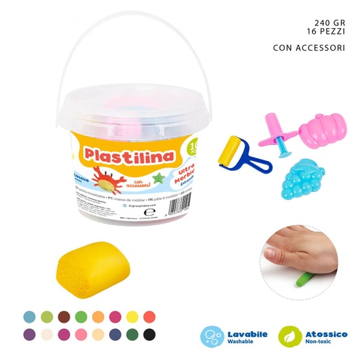 [0209392] Plasticina 15g 16pz + 4 herramientas - Material artístico