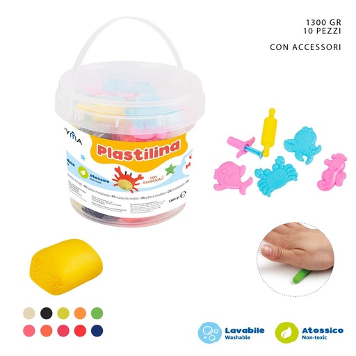 [0209394] Plastilina 130 g en set de 10 piezas + 6 herramientas - Material de manualidades
