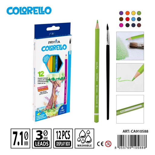 [0211541] Lápiz de color acuarelable 12 piezas - Materiales de bellas artes