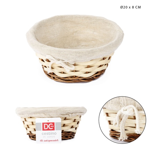 [0210189] Cesta mimbre forrada redonda 20x8 cm - Accesorios de cocina