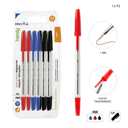 [0211813] Bolígrafo de tapa 1mm 12 piezas - Material de escritura