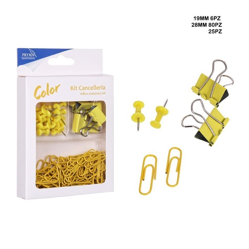 [0209883] Chinchetas 25PZ + pinza sujetapapeles 6PZ + clips 80PZ - Accesorios de oficina