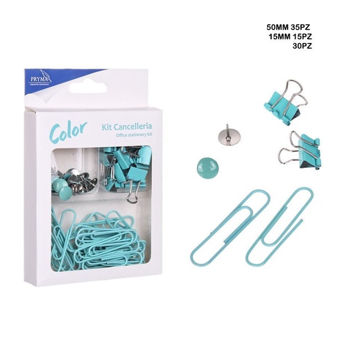[0209899] Chinchetas 30PZ + pinza sujetapapeles 15PZ + clips 35PZ - Accesorios de oficina