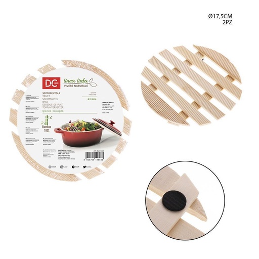 [0210044] Bases de bambú redondas para ollas 17.5 cm (2 pcs) - Accesorios de cocina