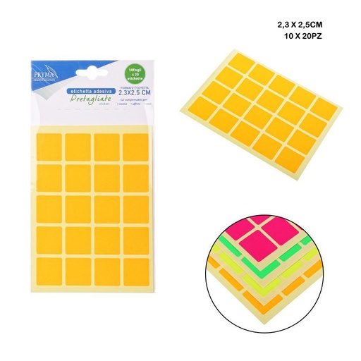 [0210166] Sticker rectangular 2.3x2.5 cm 20PZ - Etiquetas adhesivas