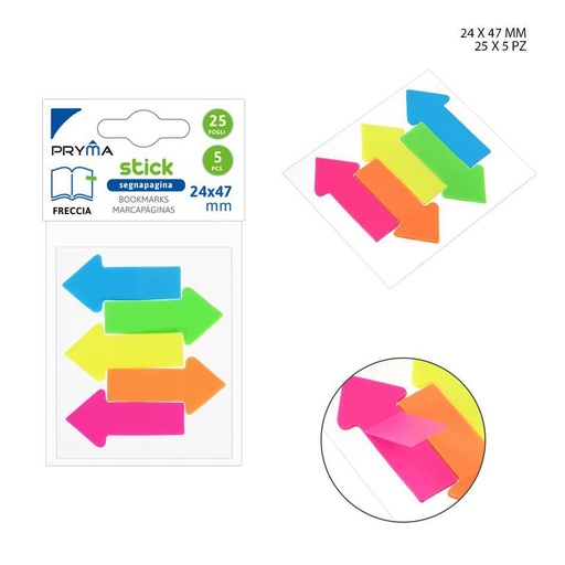 [0210745] Marcador de página en forma de flecha 24x47mm 25 hojas 5pz para organización