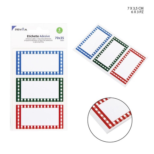 [0210669] Etiqueta adhesiva rectangular 7x3.5 cm 3 pcs 6 pcs - Papelería y etiquetas