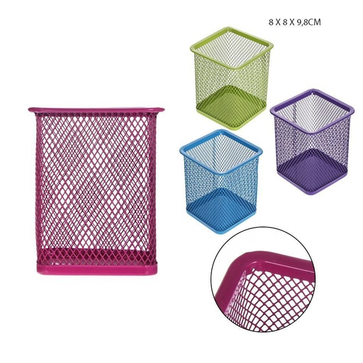 [0210712] Portalápices rectangular colorido 80x80x98 mm - Organizador de escritorio