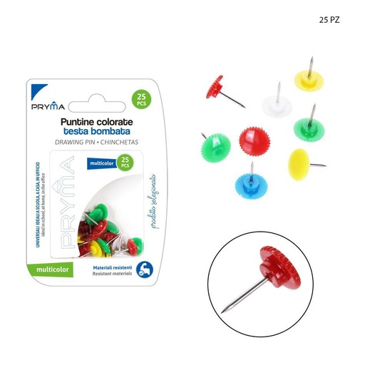 [0211441] Chincheta de colores 25 unidades - Accesorios de papelería