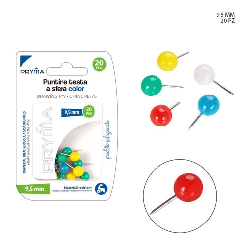 [0211443] Chincheta 9.5 mm 20 unidades - Accesorios de papelería