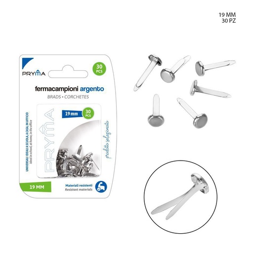 [0211448] Clips de muestra color plata 19 mm 30 PZ - Accesorios de oficina