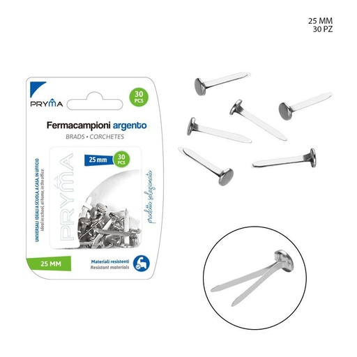 [0211449] Clips de muestra color plata 25 mm 30 PZ - Accesorios de oficina