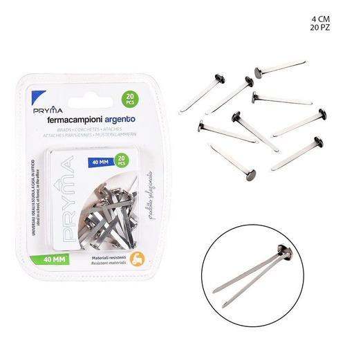 [0211451] Clips de muestra color plata 40 mm 20 PZ - Accesorios de oficina
