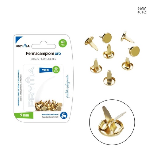 [0211453] Clips de muestra color oro 9 mm 40 PZ - Accesorios de oficina