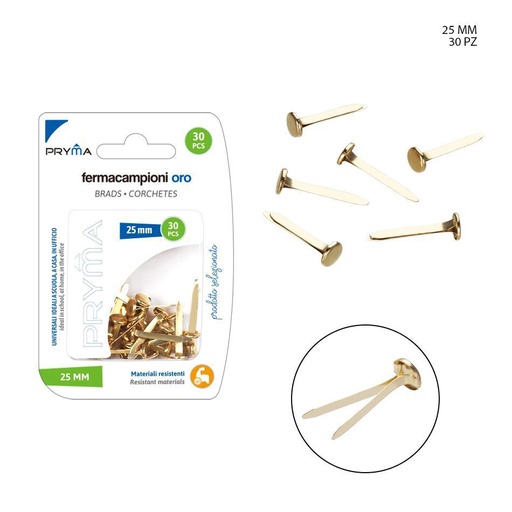 [0211455] Clips de muestra color oro 25 mm 30 PZ - Accesorios de oficina