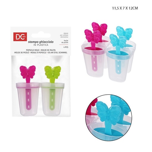 [0214140] Molde de hielo de plástico 4PZ 11.5x7x12 cm - Utensilios para helados y moldes